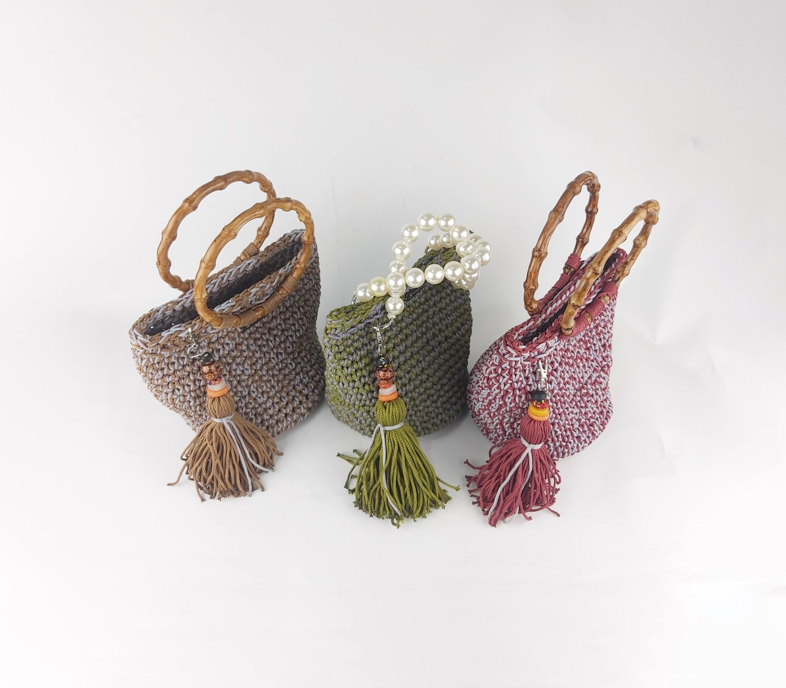 Two-toned small Akorfa Goga crochet handbag