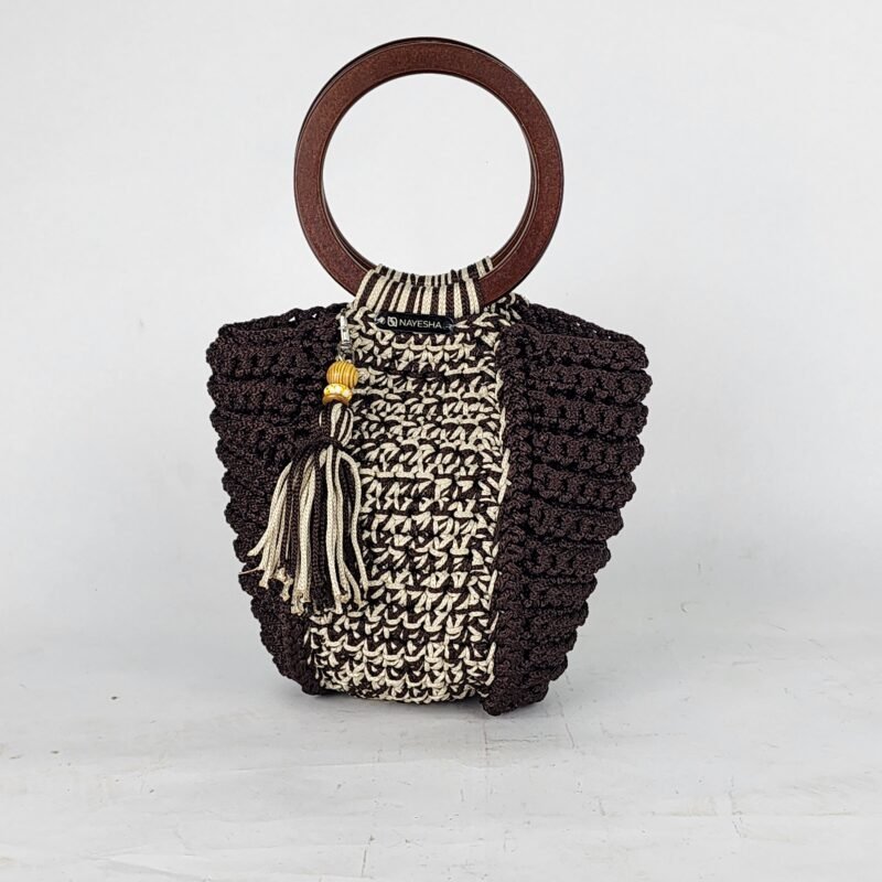 Two-toned small Akorfa crochet handbag