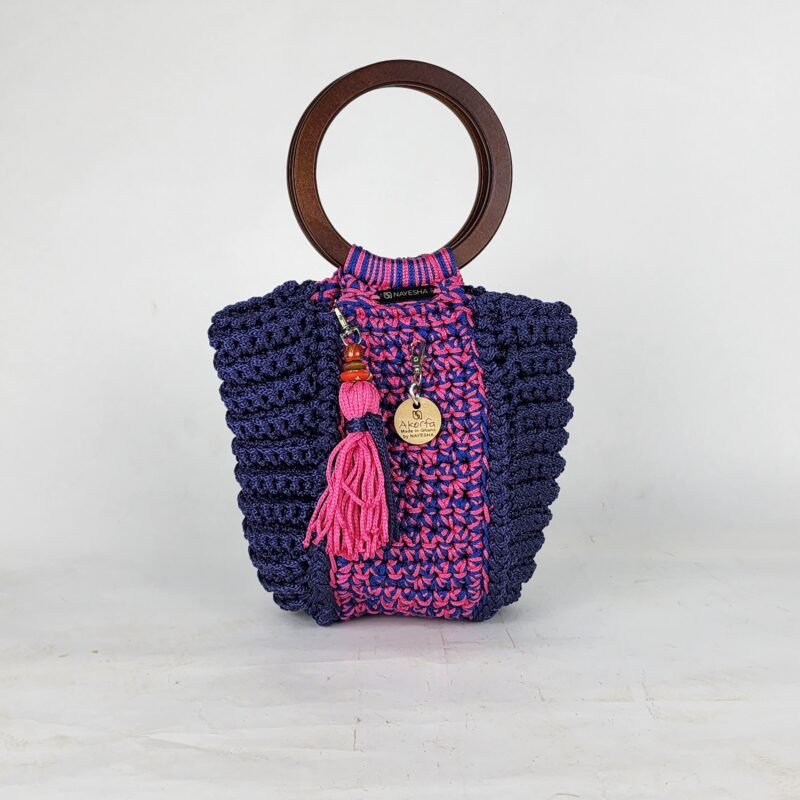 Two-toned small Akorfa crochet handbag