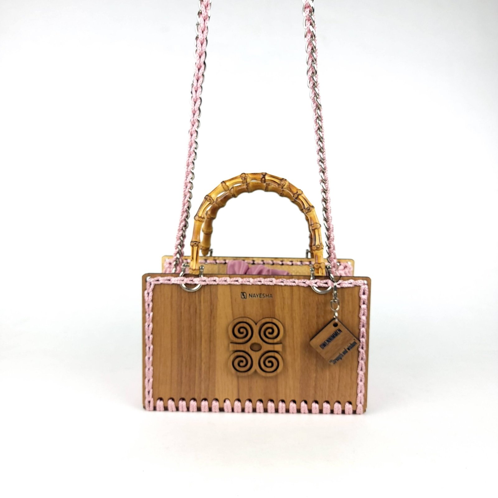 Daafua medium-wood plain plate crochet handbag
