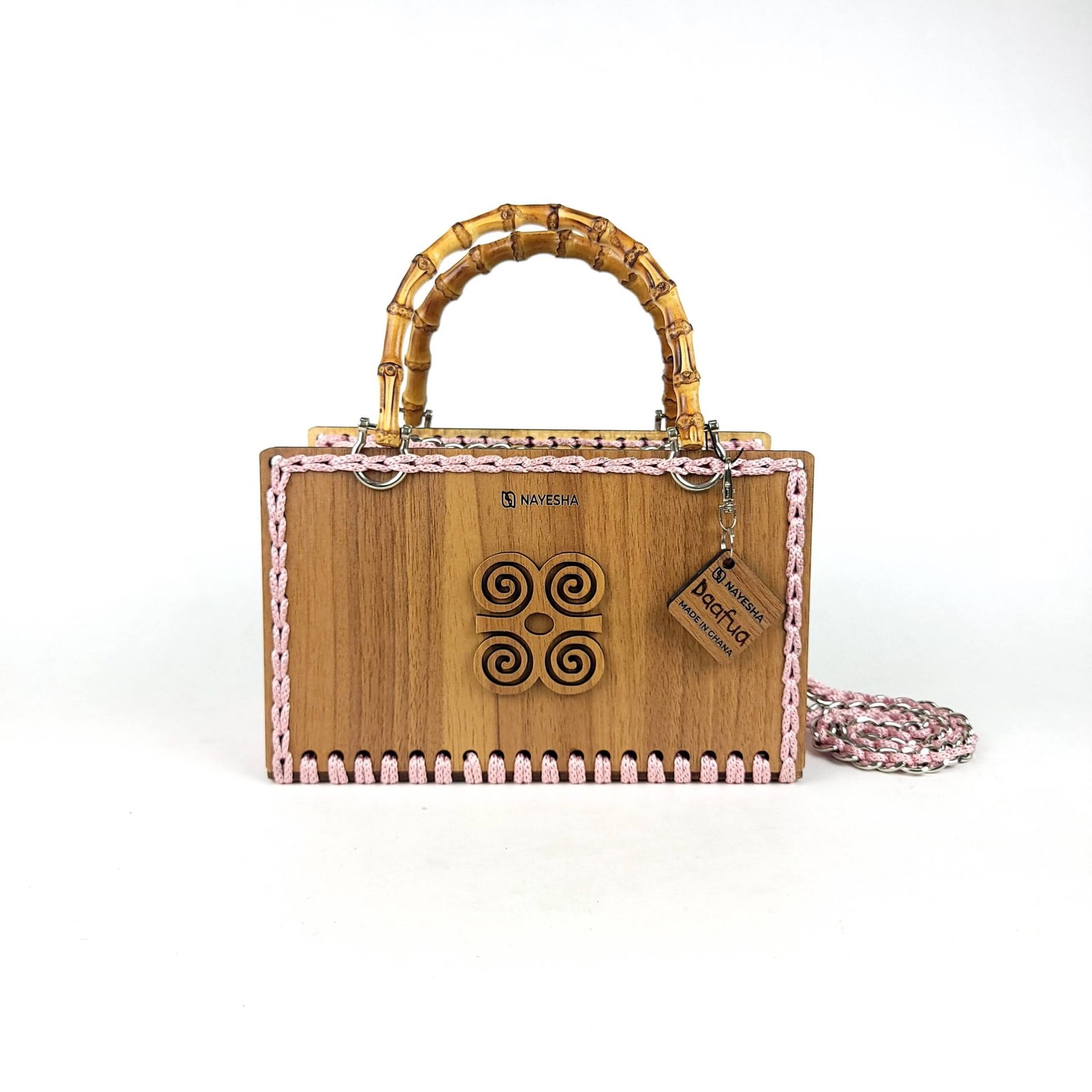 Daafua medium-wood plain plate crochet handbag