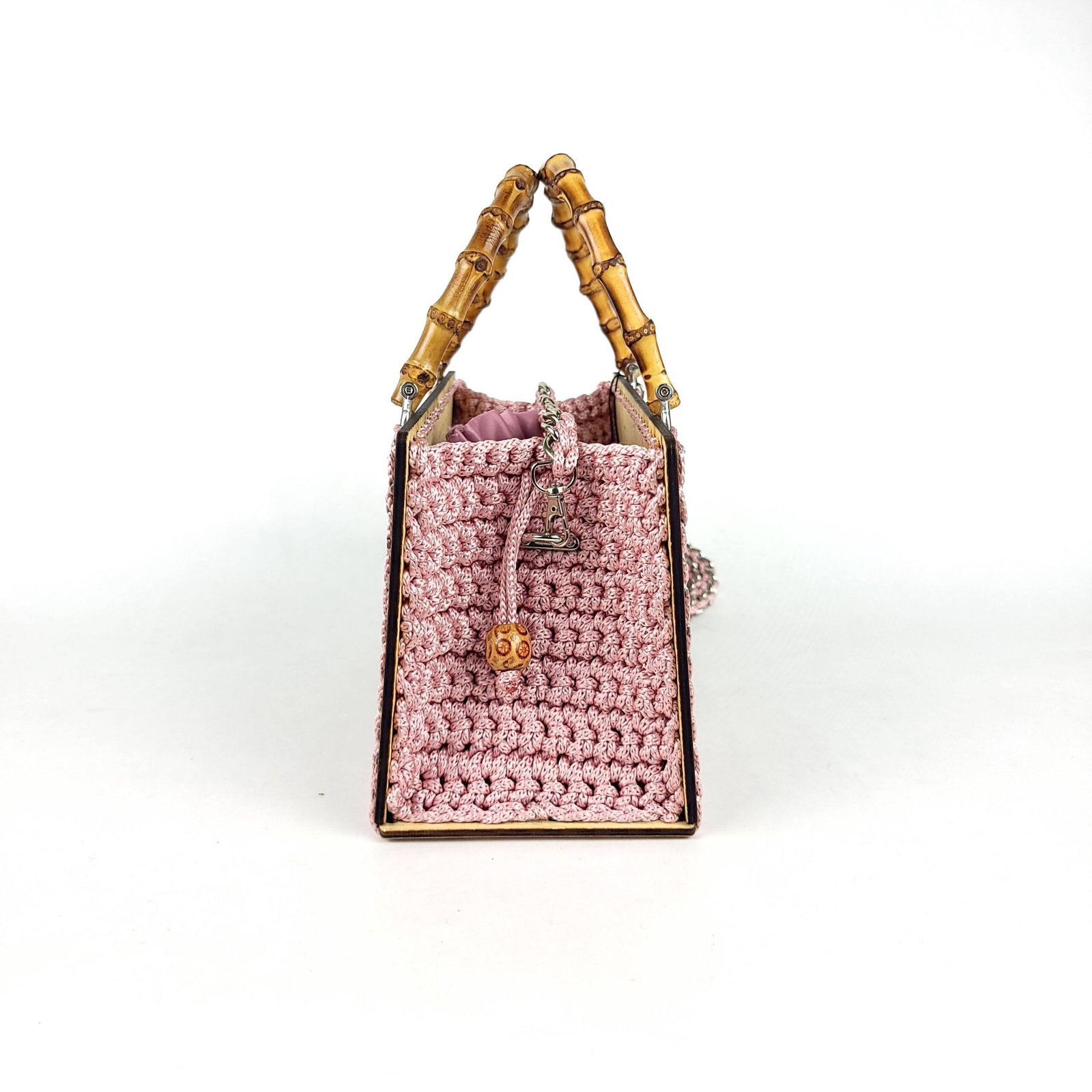 Daafua medium-wood plain plate crochet handbag