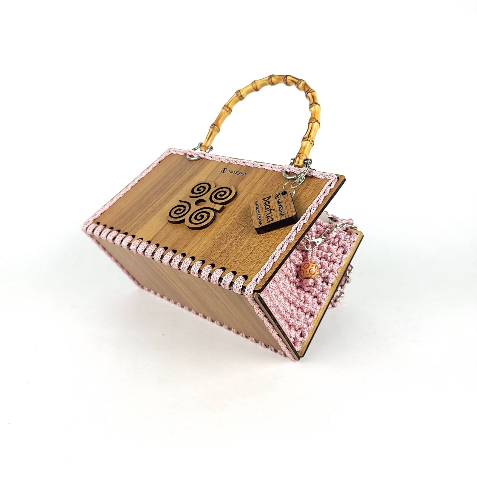 Daafua medium-wood plain plate crochet handbag