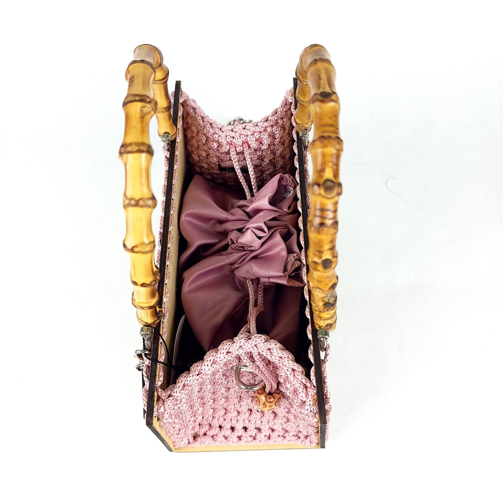 Daafua medium-wood plain plate crochet handbag