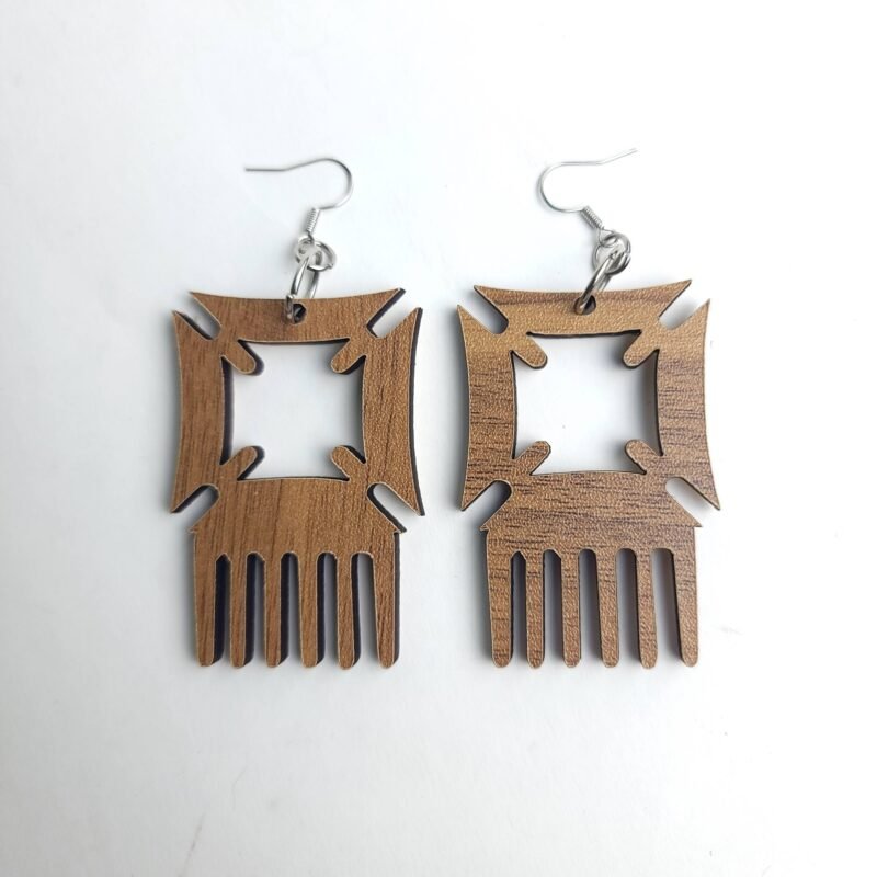 Wood carved Earring