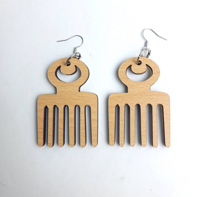 Wood carved Earring