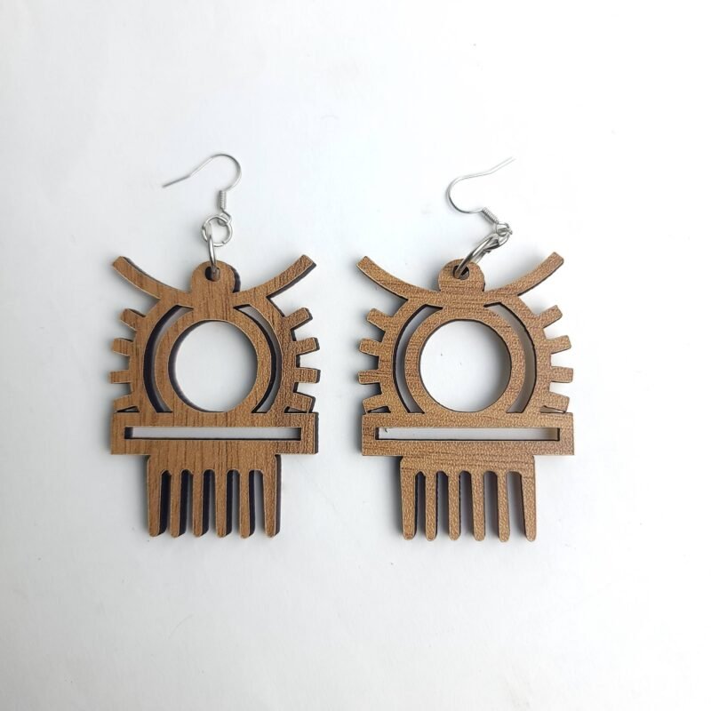 Wood carved Earring