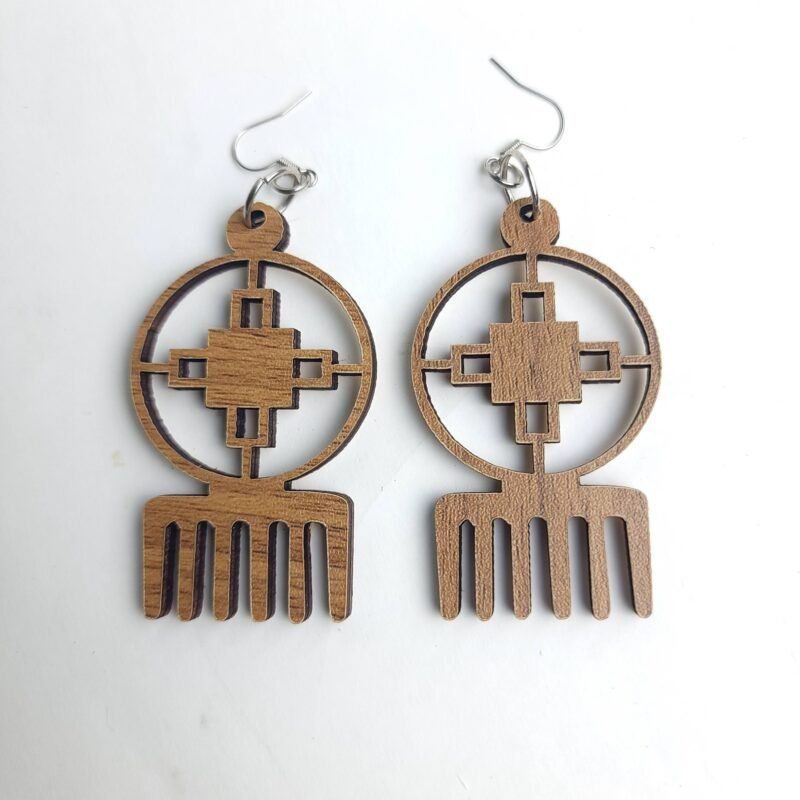 Wood carved Earring