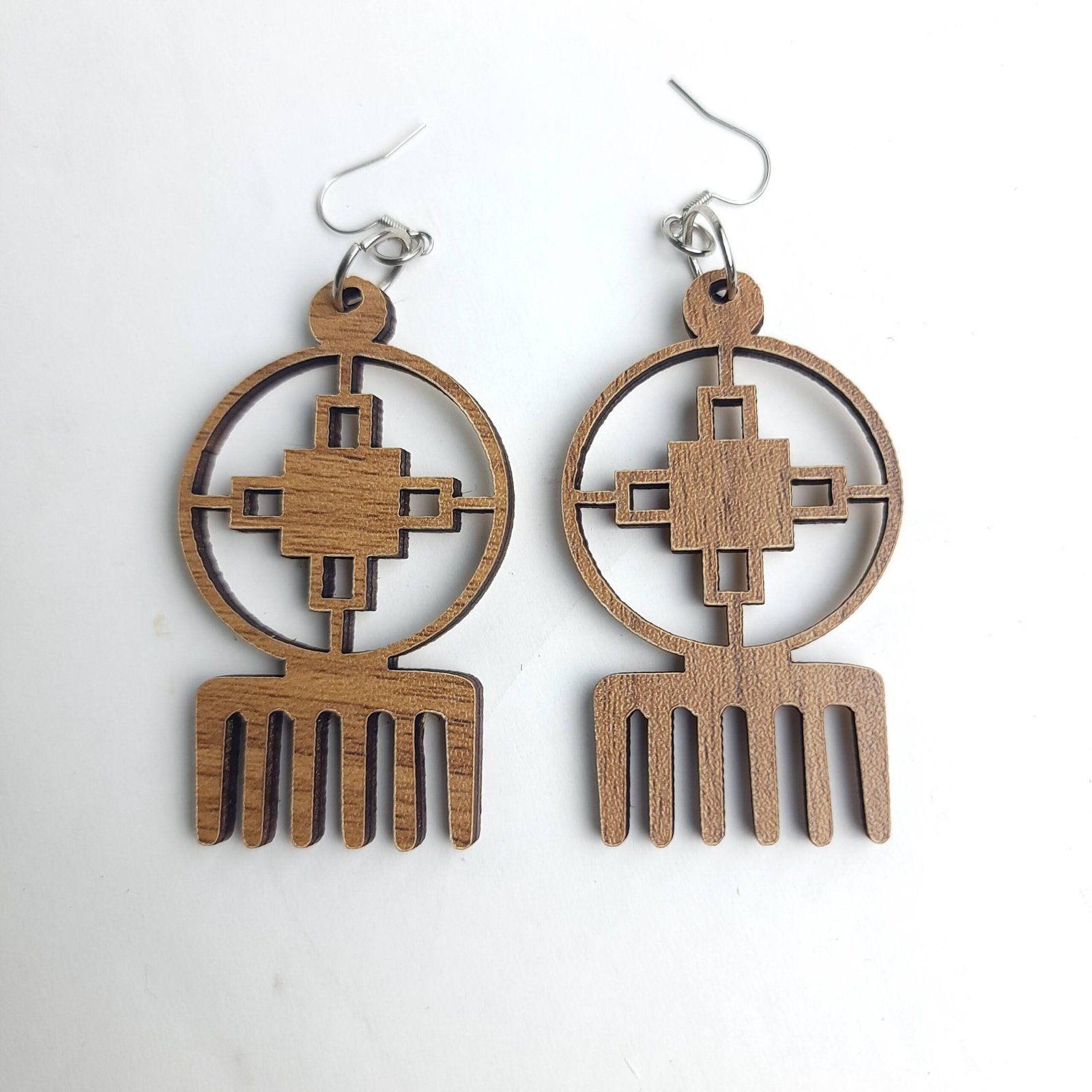 Wood carved Earring