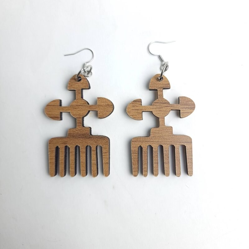Wood carved Earring
