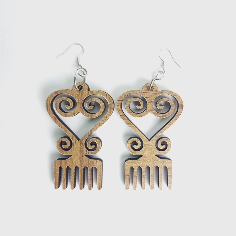 Wood carved Earring