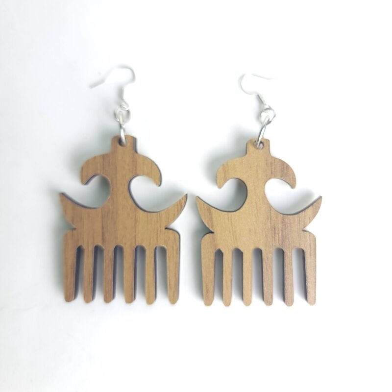 Wood carved Earring