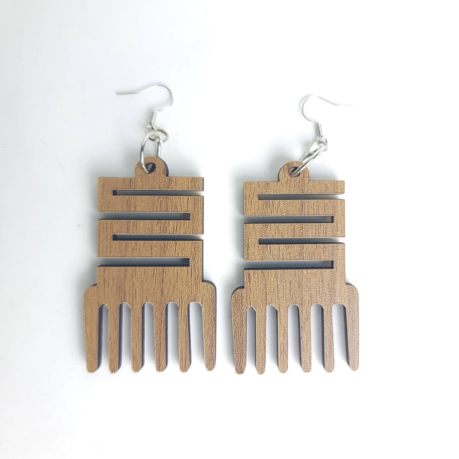 Wood carved Earring