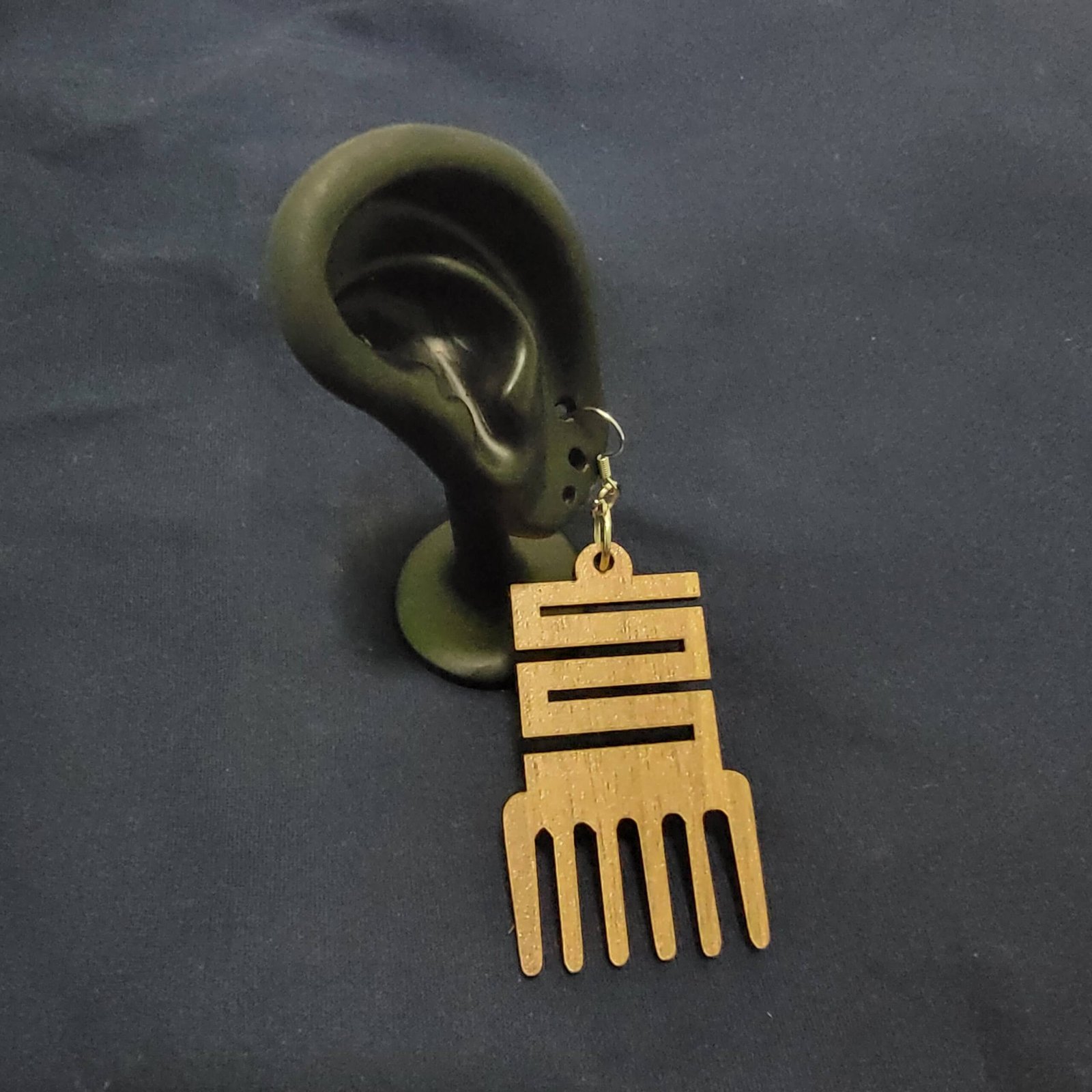 Wood carved Earring