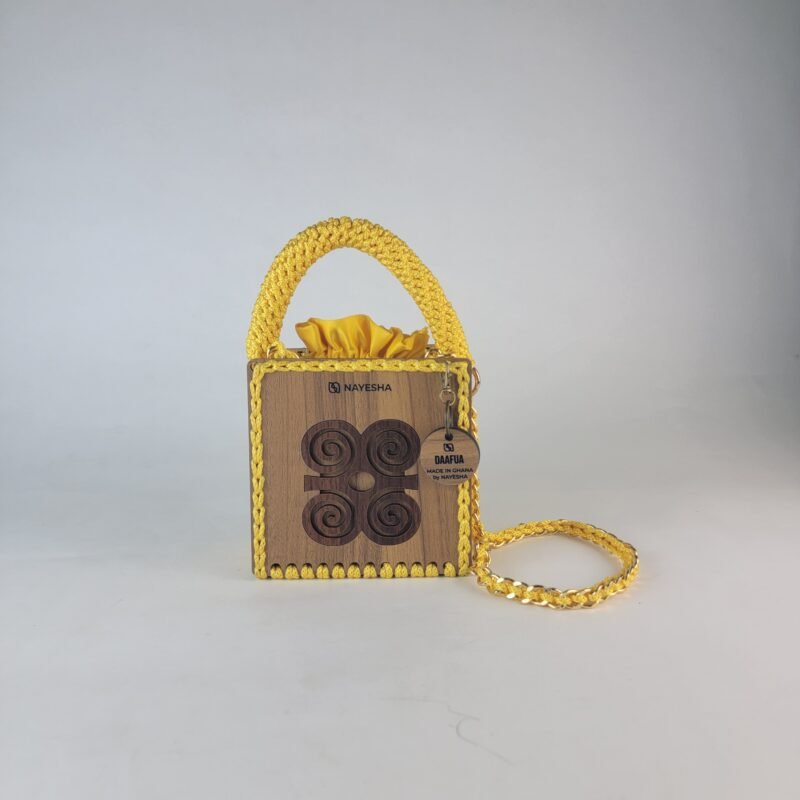 Daafua mini-wood carved plate crochet handbag