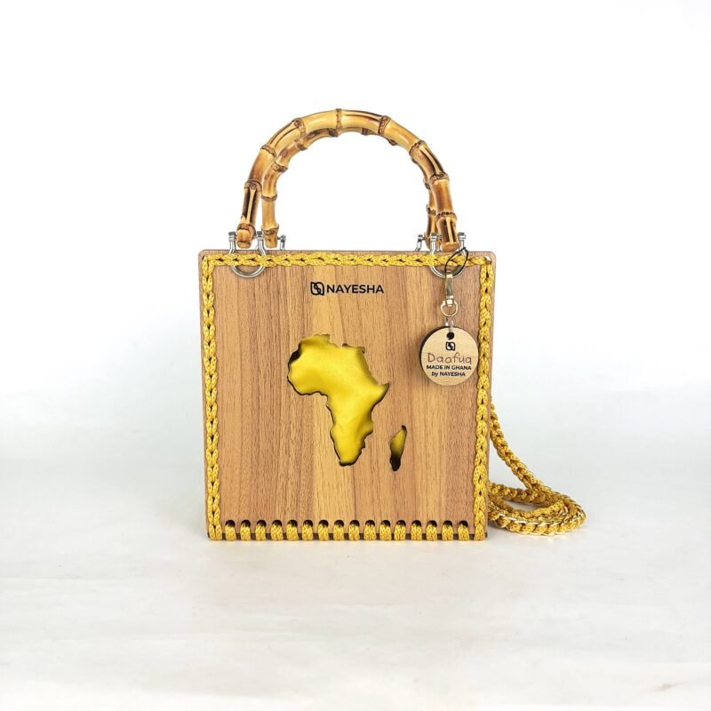 Daafua medium-designed wooden plate crochet handbag