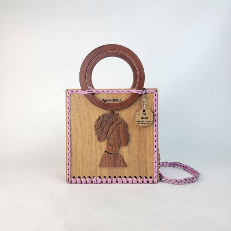Daafua medium-designed wooden plate crochet handbag