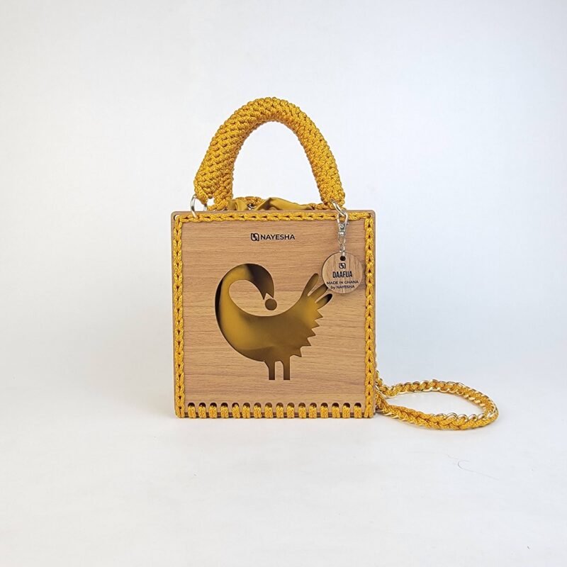 Daafua medium-designed wooden plate crochet handbag