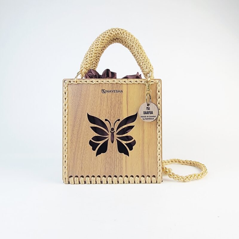 Daafua medium-designed wooden plate crochet handbag